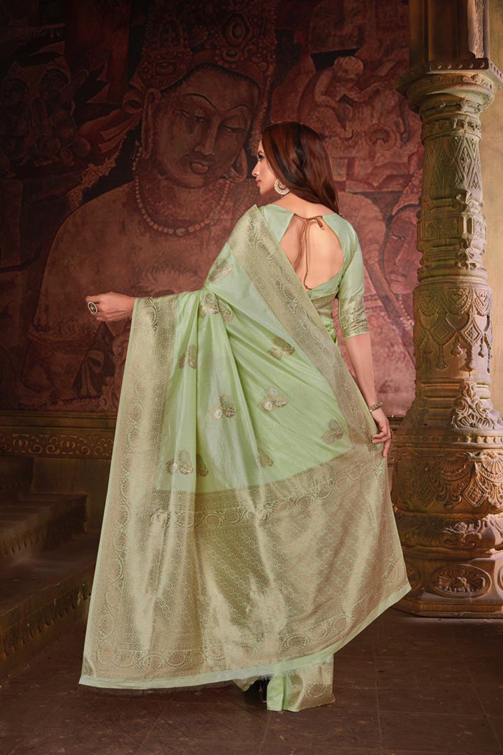 Tiffany Gold Zari Work Banarasi Saree