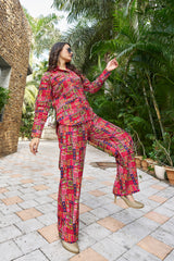 Trendy & Comfort Pure Rayon Red Co-ord Set for Regular & Night Wear