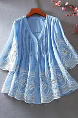 Vintage Ethnic Heavy Chikankari Ruffle Cotton Tunic For Women