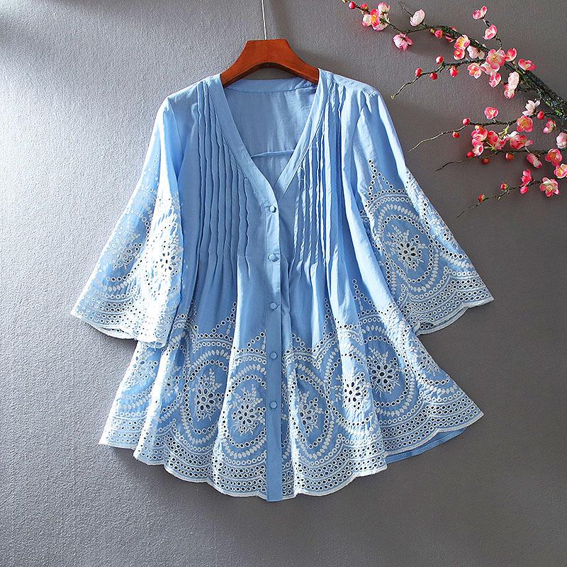 Vintage Ethnic Heavy Chikankari Ruffle Cotton Tunic For Women