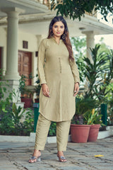 Pista Gray Pure Luxury Linen Kurti With Pant