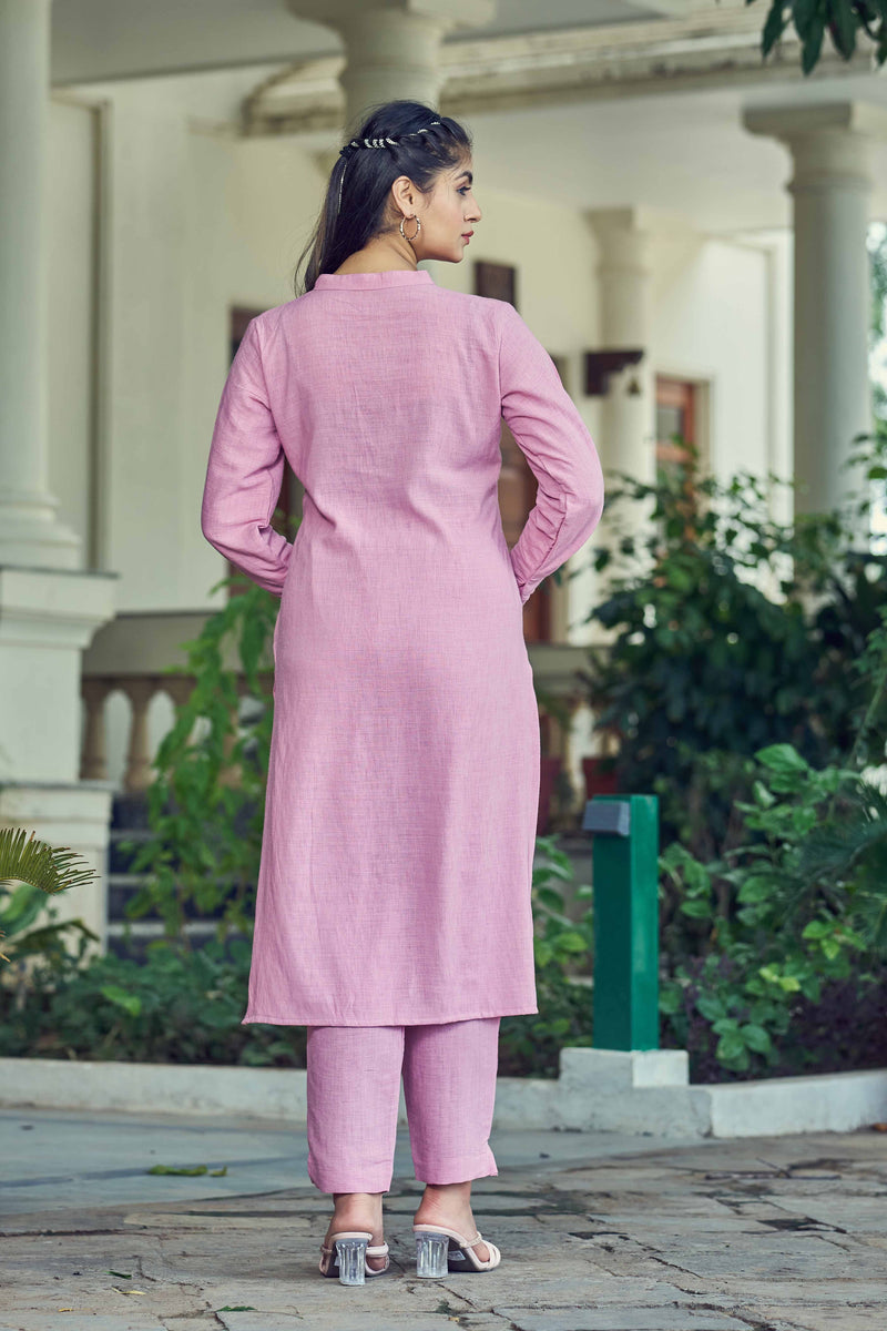 Pink Pure Luxury Linen Kurti With Pant