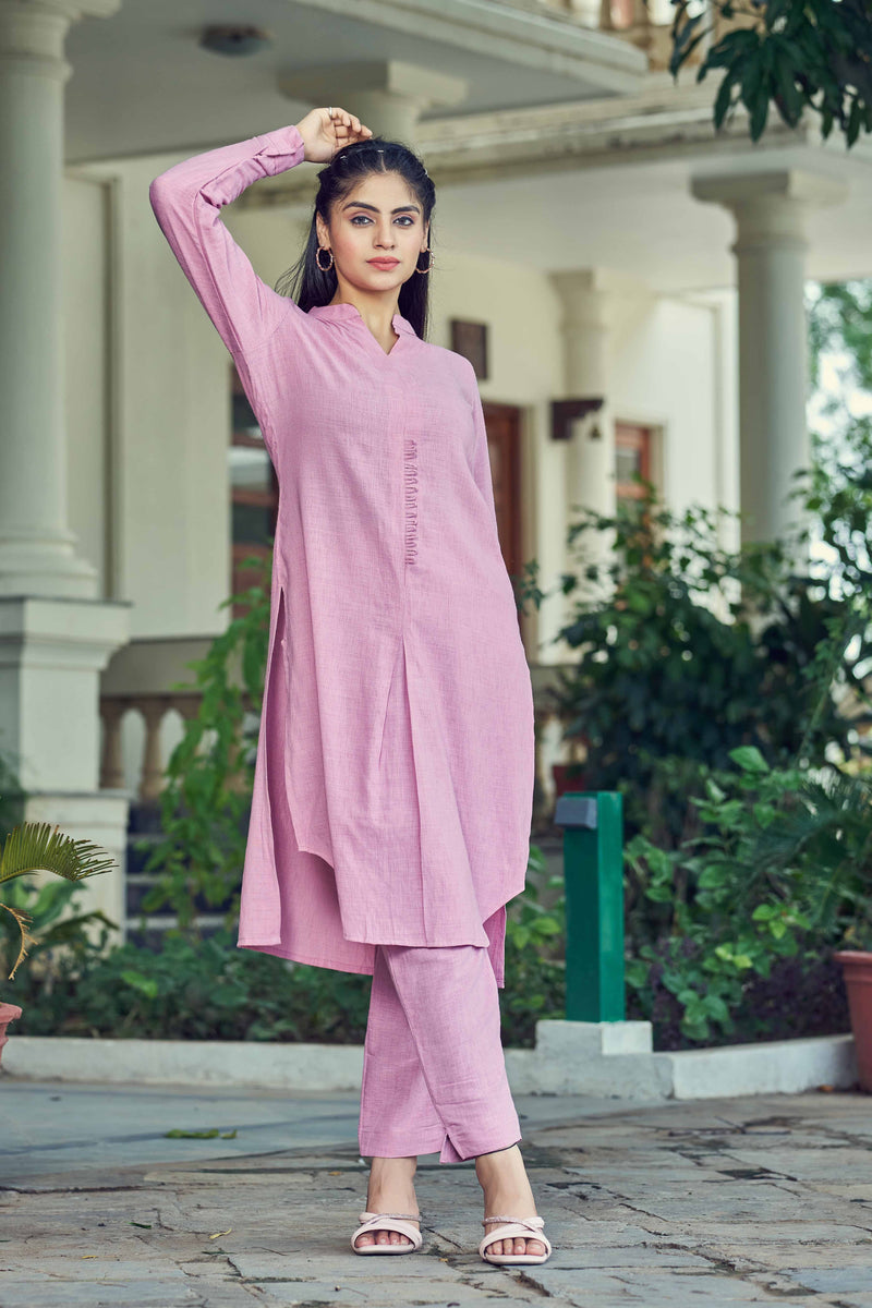 Pink Pure Luxury Linen Kurti With Pant