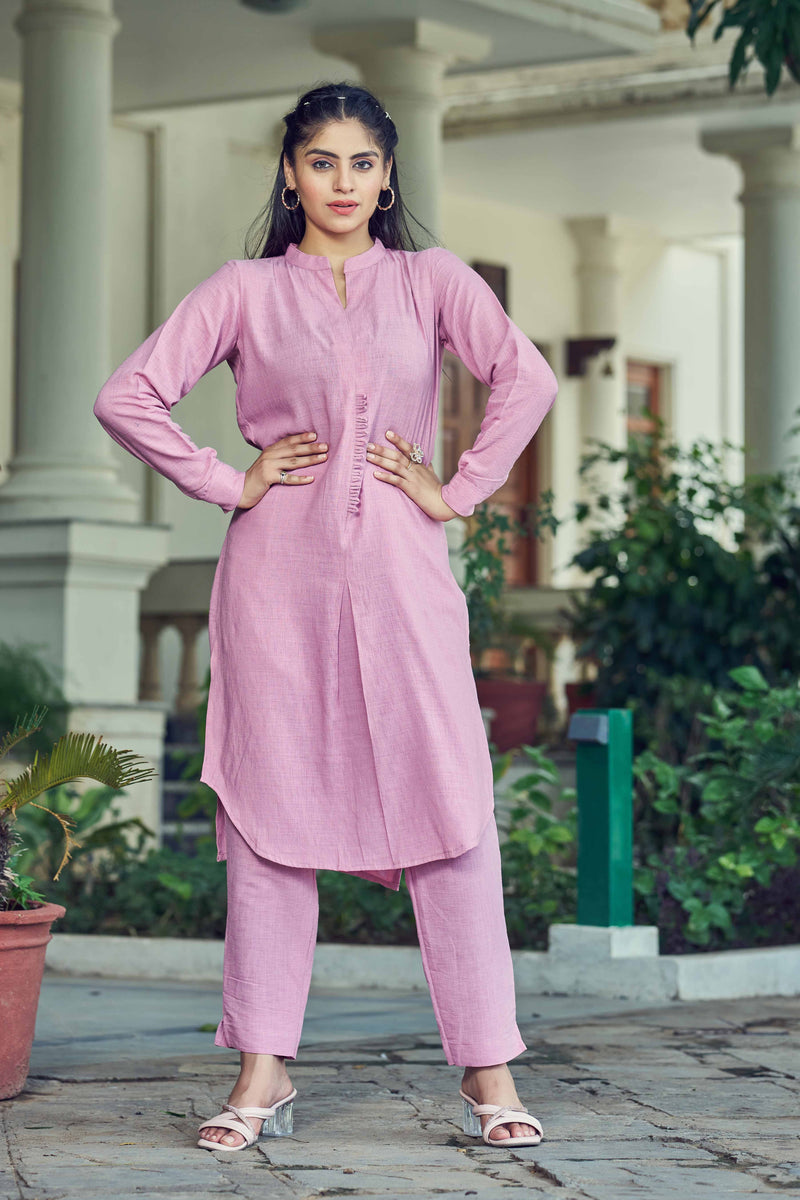 Pink Pure Luxury Linen Kurti With Pant