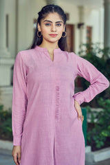 Pink Pure Luxury Linen Kurti With Pant